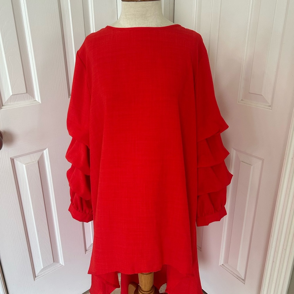 Red Asymmetrical High-Low Cocktail Dress
